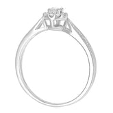 0.25ct Round Diamond Prong Set Ring with Pave Set Sidestones in UK Hallmarked 9ct White Gold
